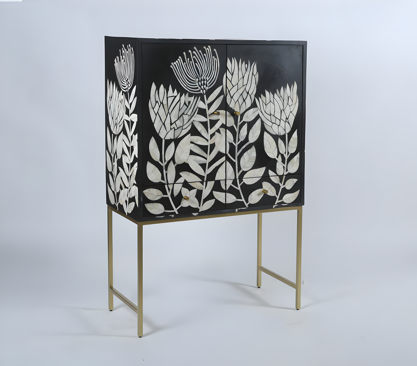 TULIP INLAY CABINET - BLACK
