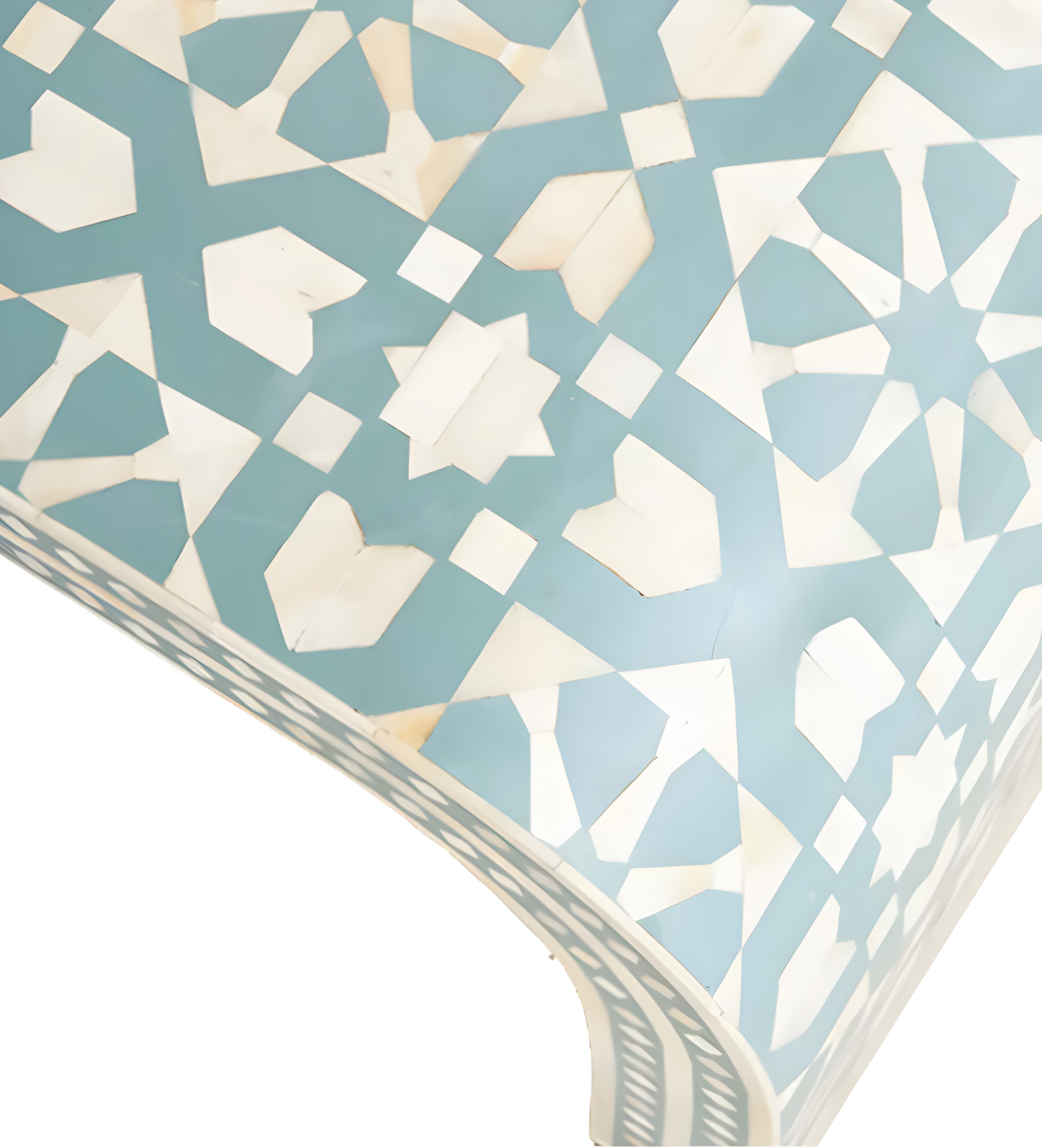 LOGAN INLAY WATERFALL COFFEE TABLE - MOROCCAN GREEN