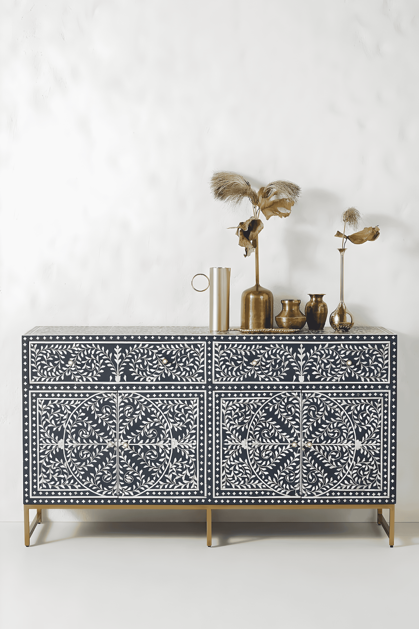FLORAL INLAY SIDEBOARD - BLUE