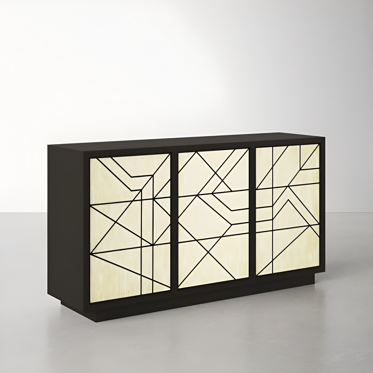 Cradenza Abstract 3 Door Cabinet with Bone Inlay