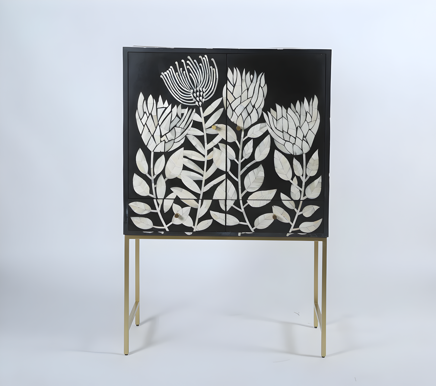 TULIP INLAY CABINET -  BLACK