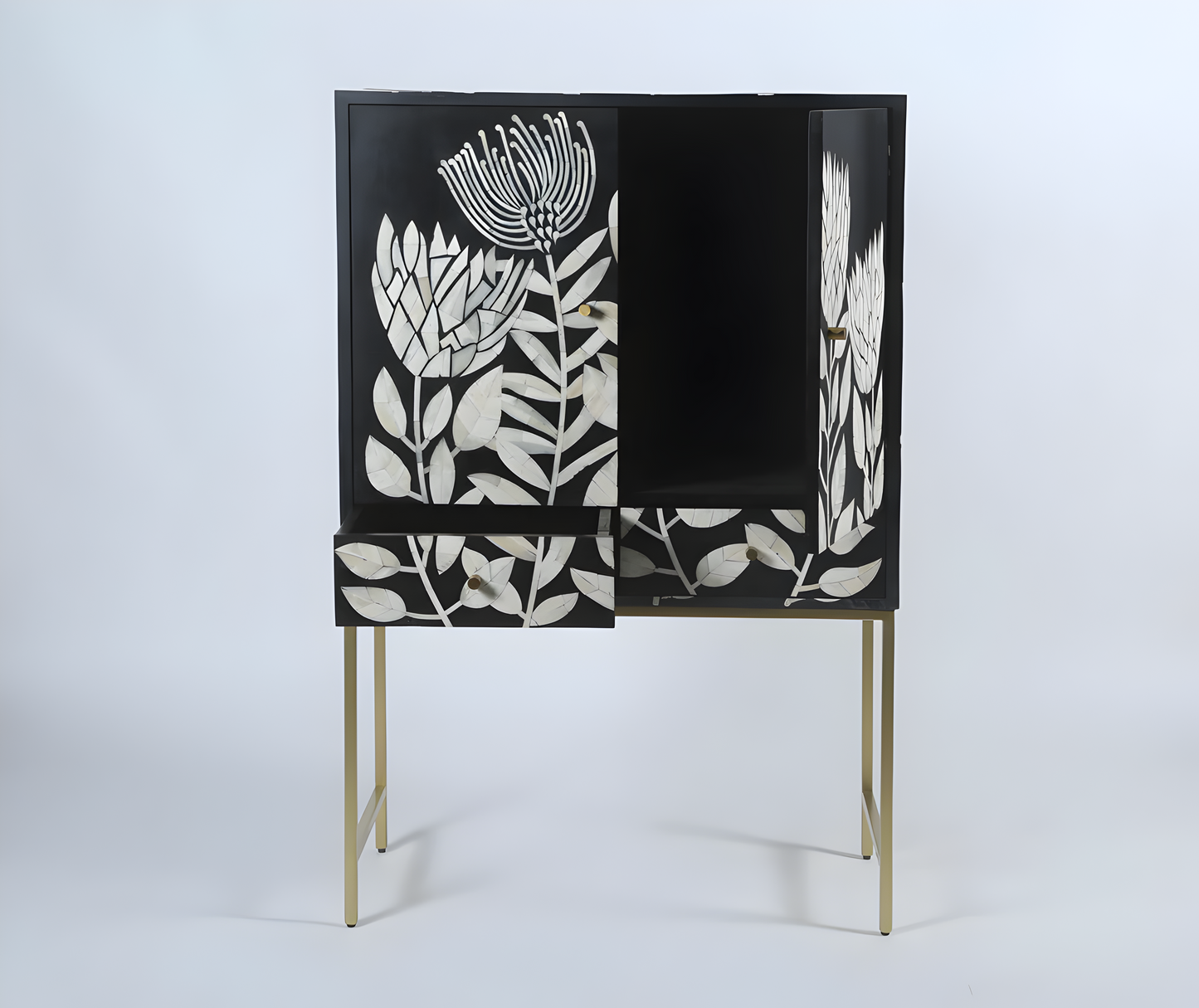 TULIP INLAY CABINET -  BLACK
