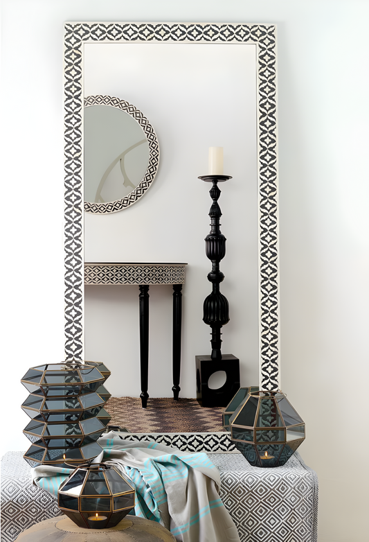 Handmade Bone inlay Floral pattern Mirror Frame