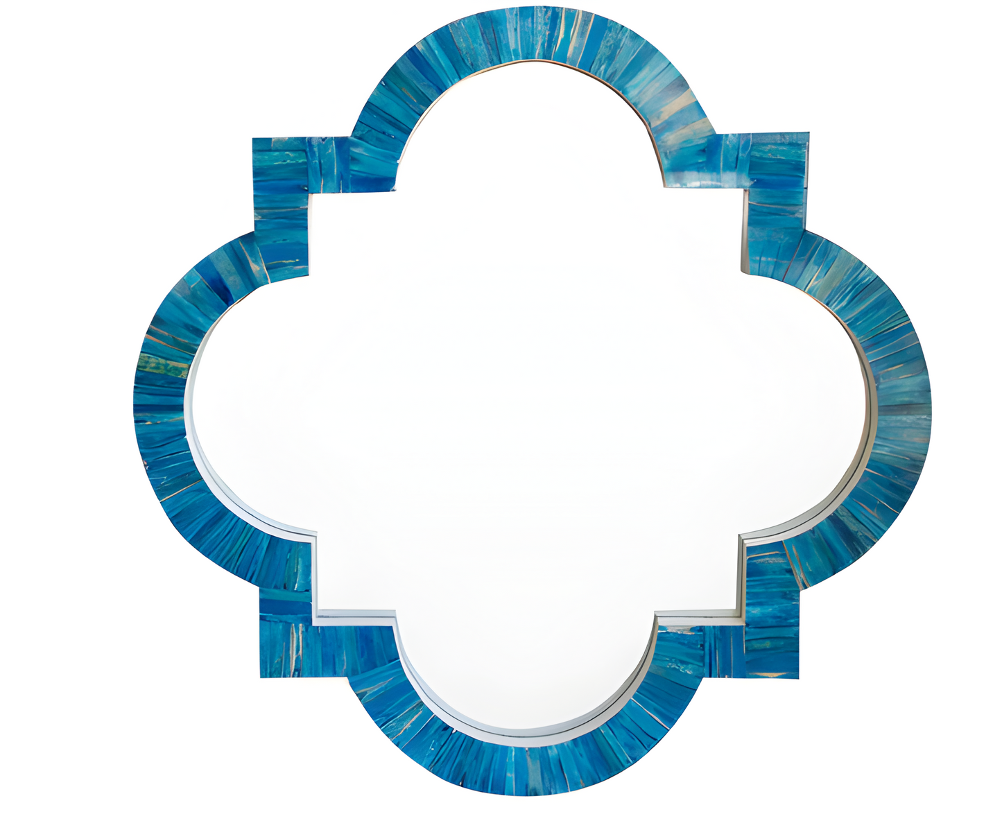 Bone Inlay Quatrefoil Mirror - Blue