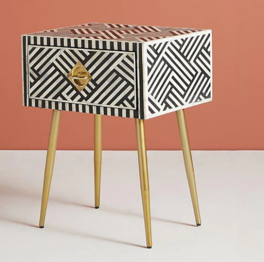 Bone inlay optical design bedside, nightstand