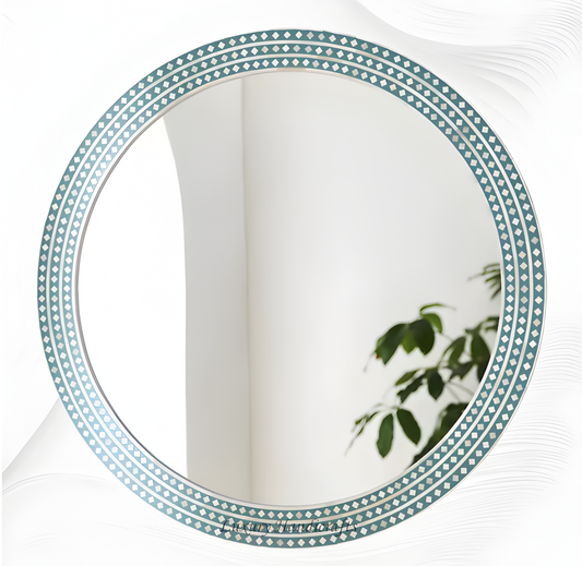 Bone Inlay Devina Mirror Round Wall Mirror