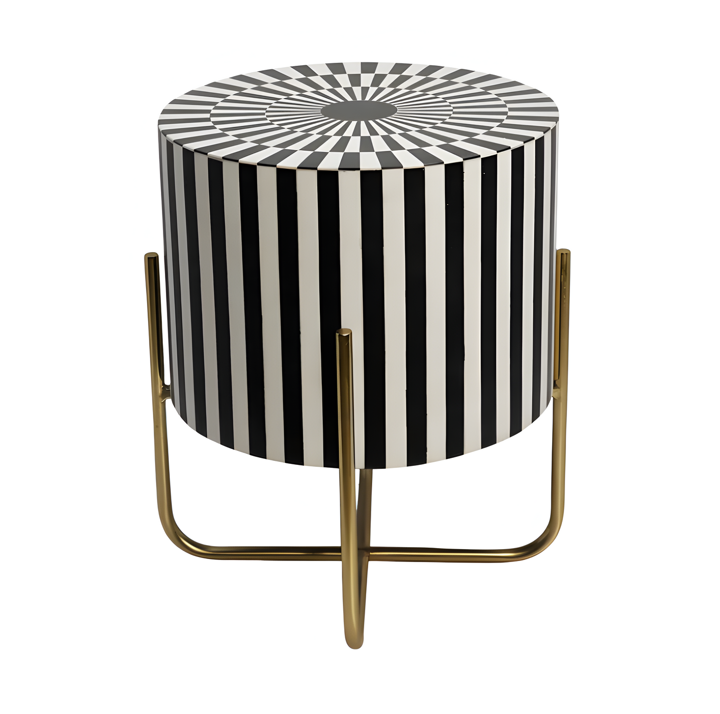 Bone inlay and brass side table