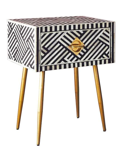 Bone inlay optical design bedside, nightstand