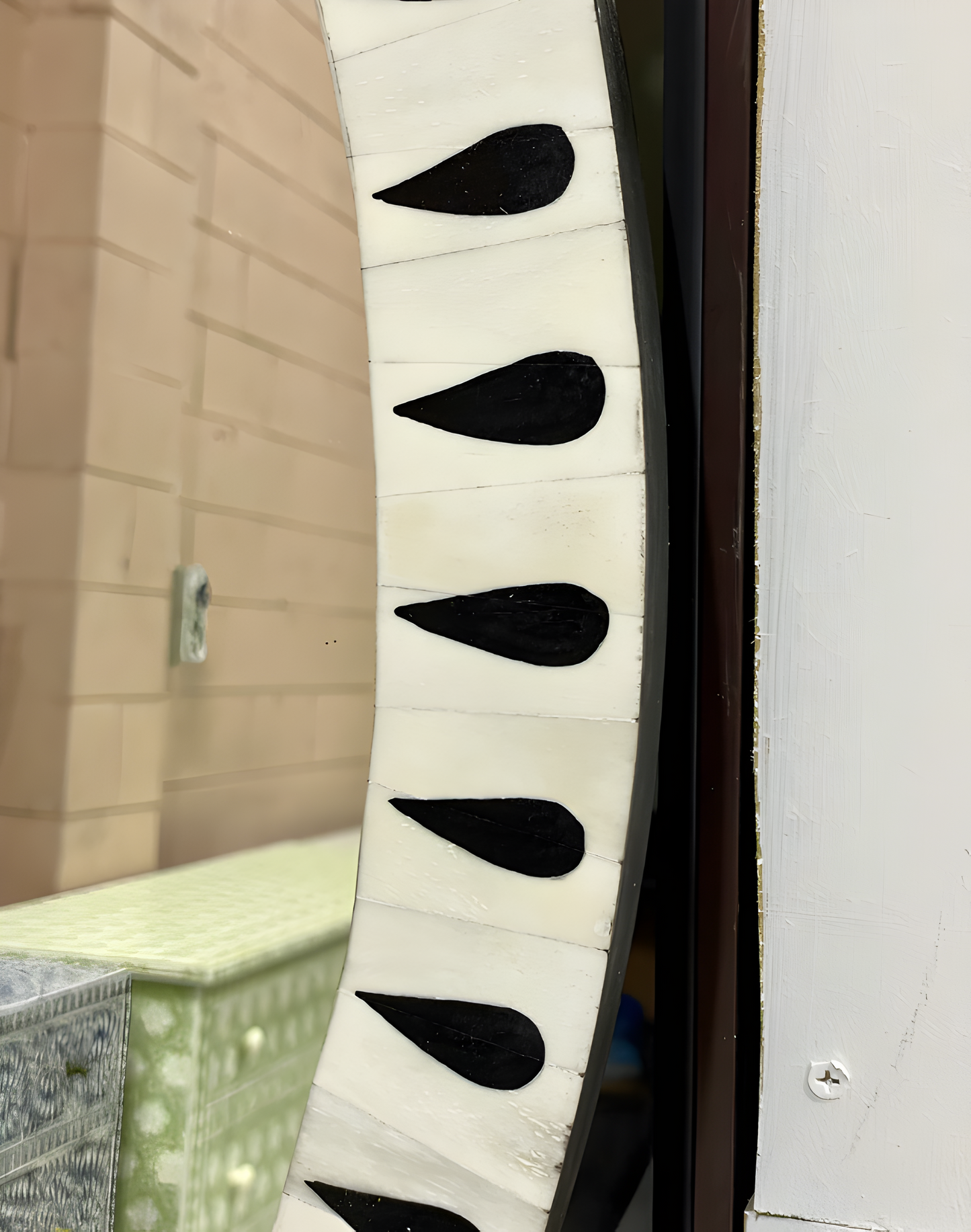 Bone Inlay Round Mirror