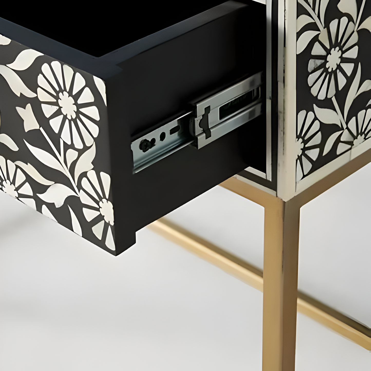 Moroccan Bone Inlay 3 Drawer Console Black Bone Inlay Desk Bone inlay furniture