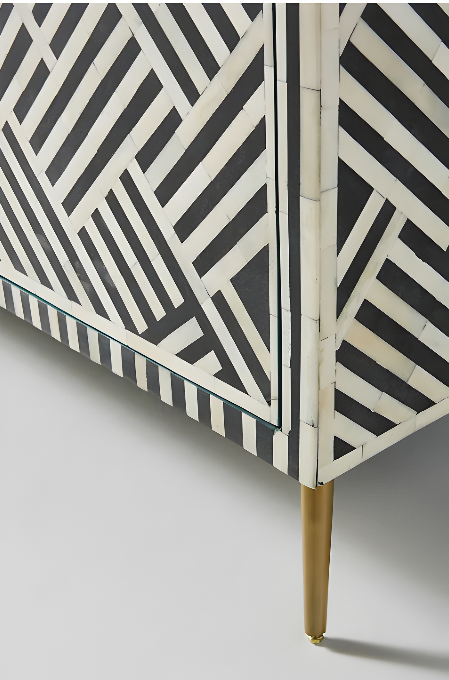 Bone Inlay Optical Design Media Cabinet in Black