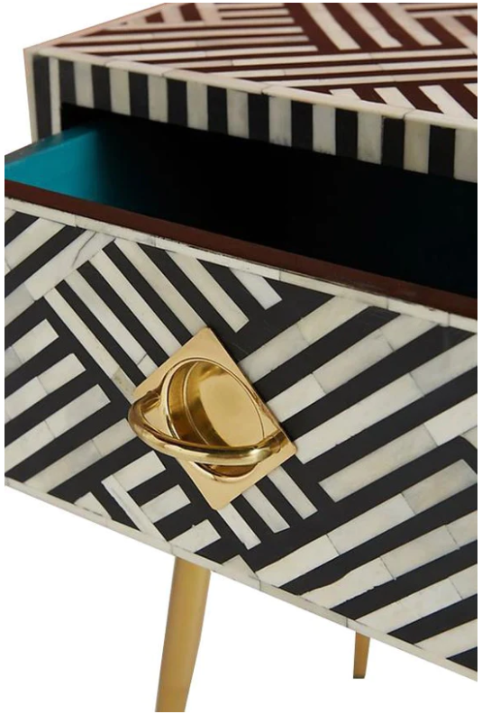 Bone inlay optical design bedside, nightstand