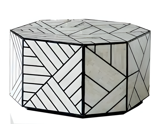 Hexagon Inlay Coffee Table - Chevron