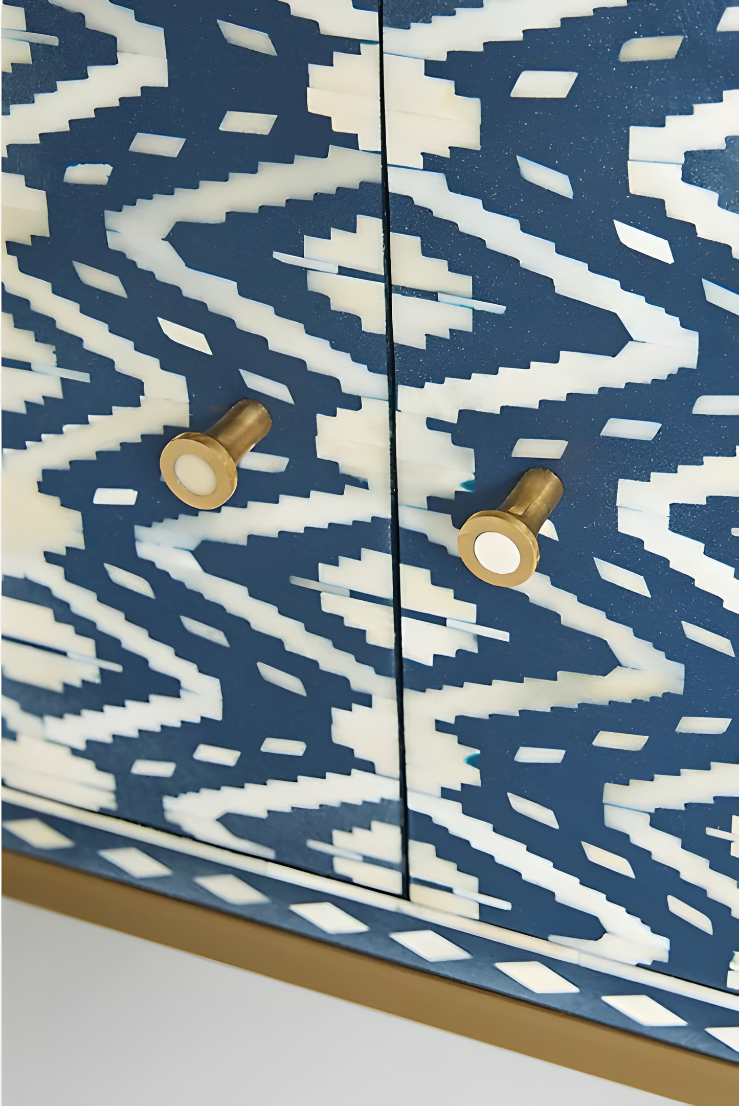 INLAY IKAT DESIGN MEDIA CONSOLE INDIGO BLUE