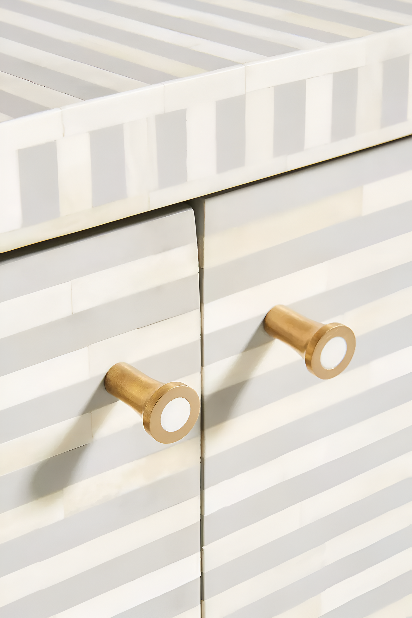 Inlay Waterfall Solid Wood Sideboard Grey With Stripe Pattern