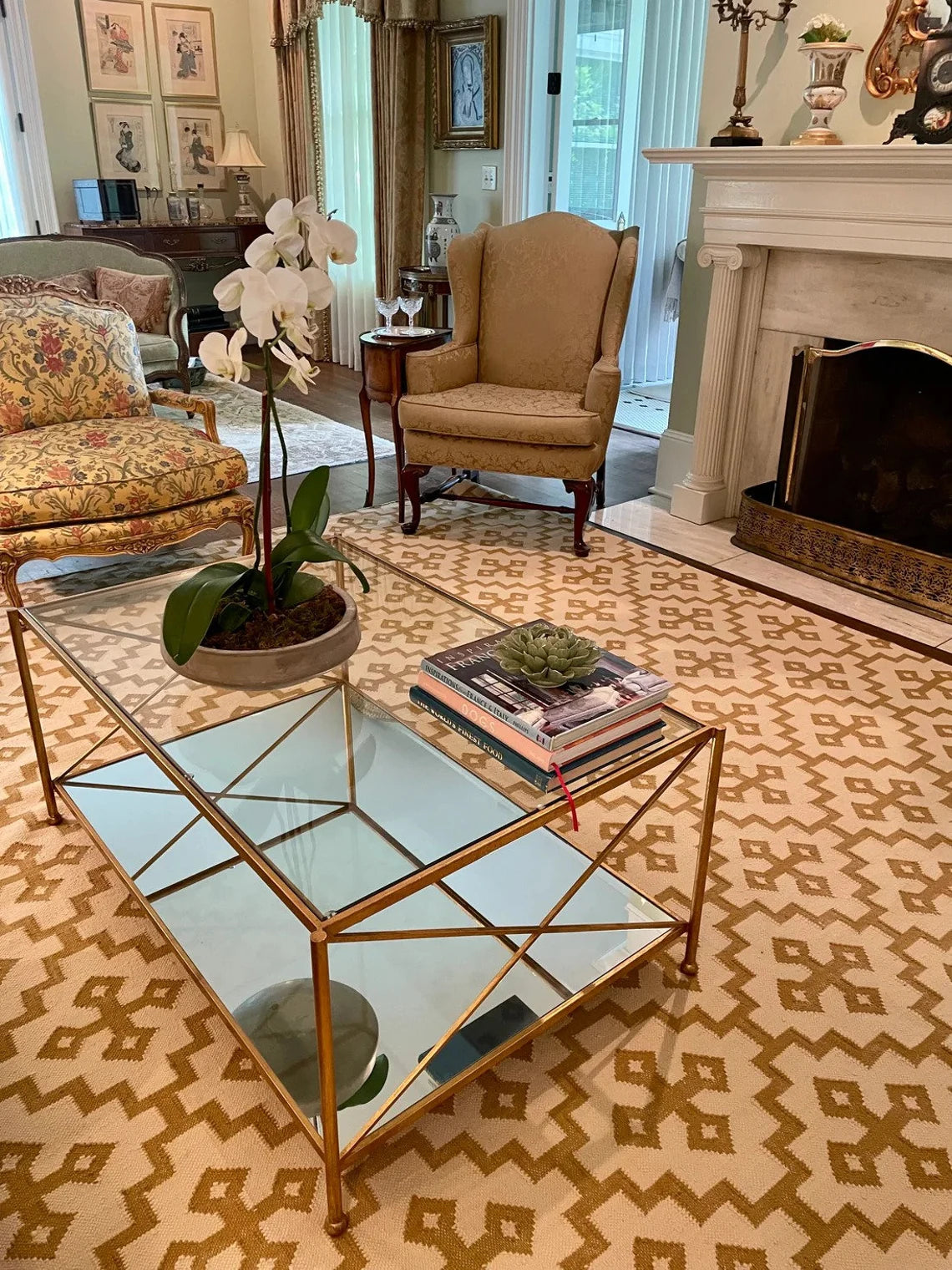 GOLD CROSS FLATWEAVE DHURRIE Handknotted rug