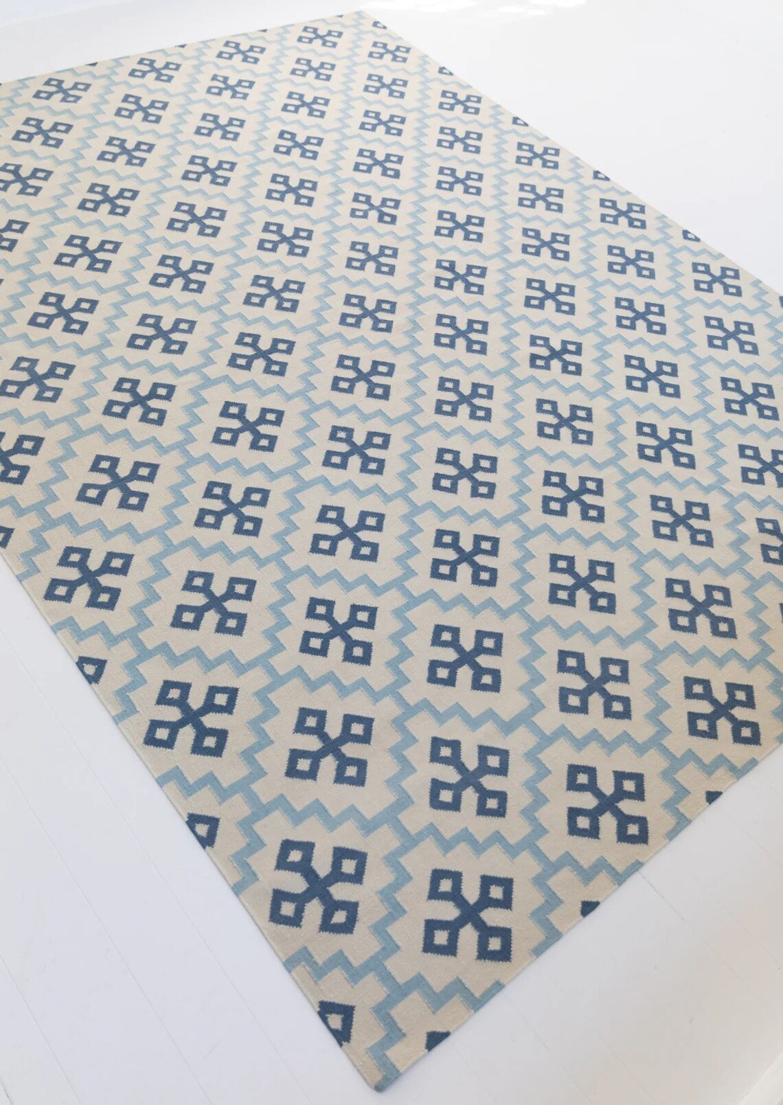 Denim Cross Flatweave Dhurrie Rug