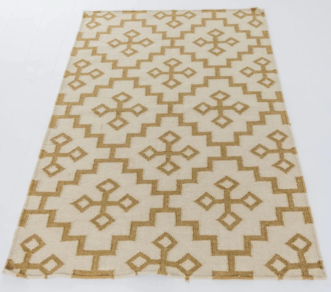 GOLD CROSS FLATWEAVE DHURRIE Handknotted rug
