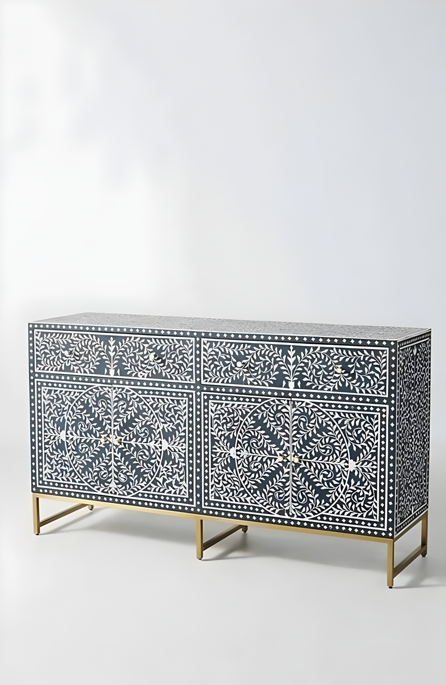 FLORAL INLAY SIDEBOARD - BLUE