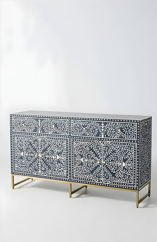 FLORAL INLAY SIDEBOARD - BLUE
